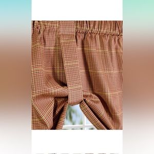 Set of three Ellis Curtain Morrison Plaid  Tie-Up Valance, 60x22 Rust